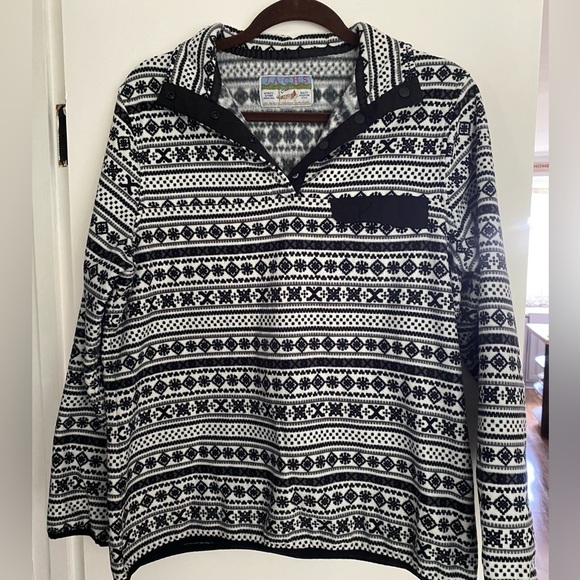 Jachs Tops - Jachs Cabin Black And White fleece Pullover New York Cabin Collection Size M